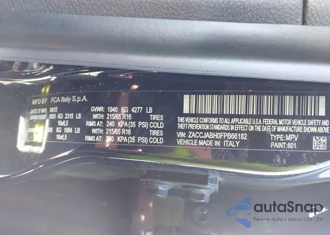 2015 Jeep Renegade Latitude from USA, damaged, VIN ZACCJABH0FPB66182